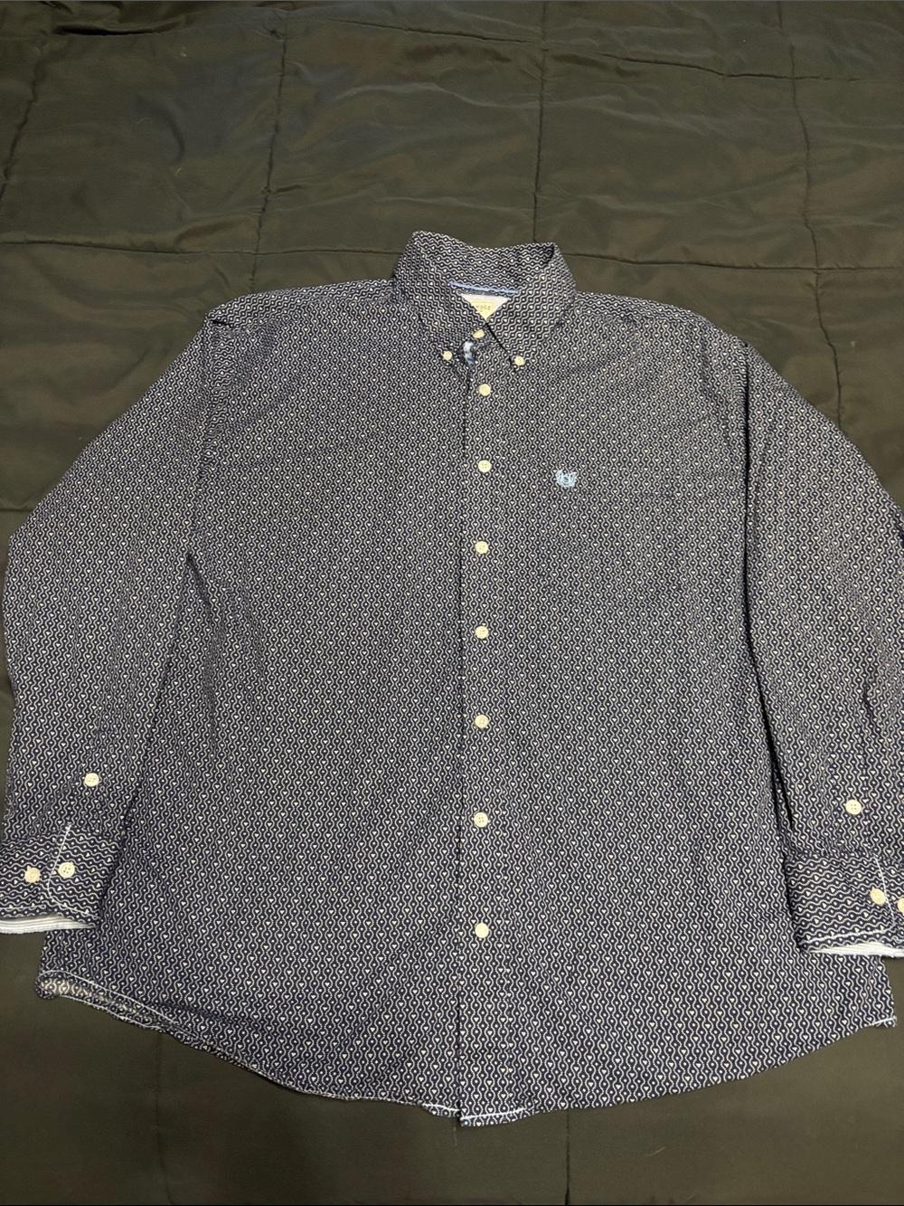 Panhandle Rough Stock Men's Navy Patterned Button-Down Shirt